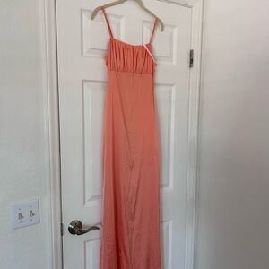 Missguided Coral/Peach Maxi Slip Dress with Spaghetti Straps